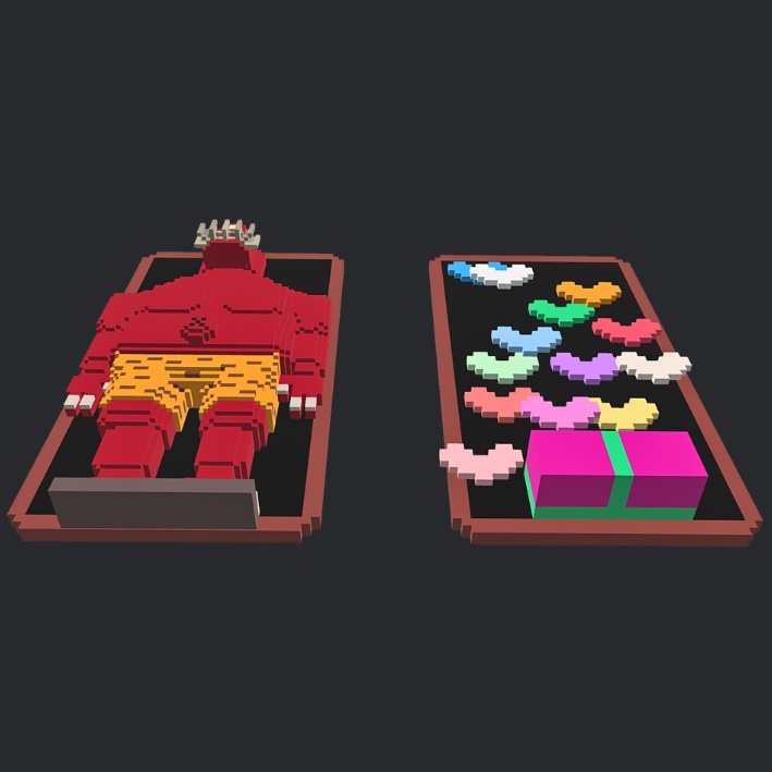 【3Dボクセル・glbデータ】ドリームレリーフ:節分・バレンタイン