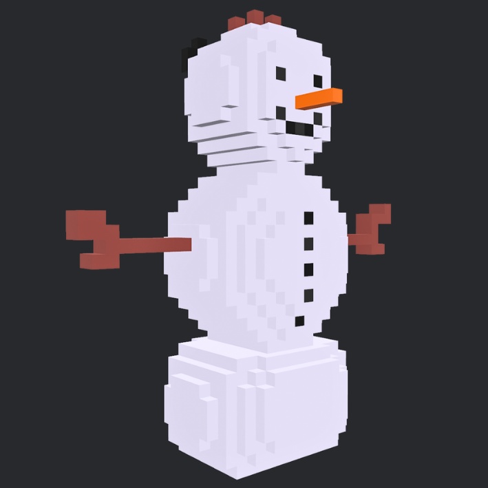 【3Dボクセル・glbデータ】スノー・パップ・マン