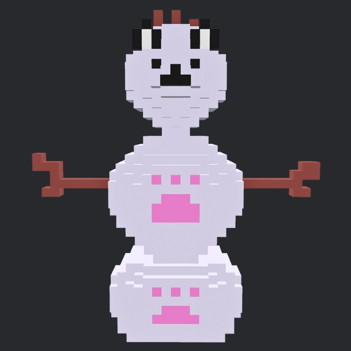 【3Dボクセル・glbデータ】スノー・パップ・マン