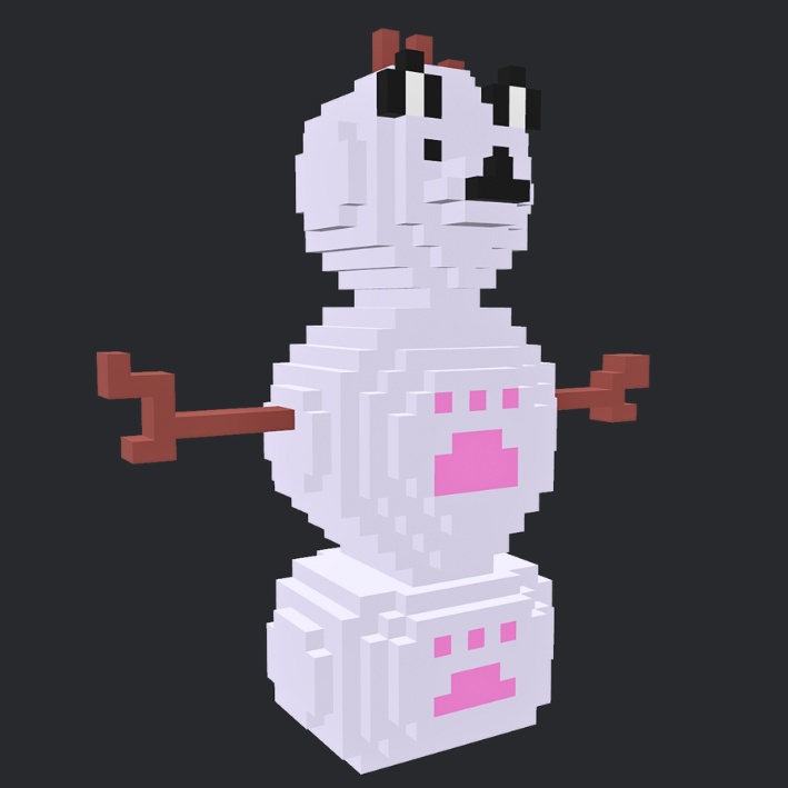 【3Dボクセル・glbデータ】スノー・パップ・マン