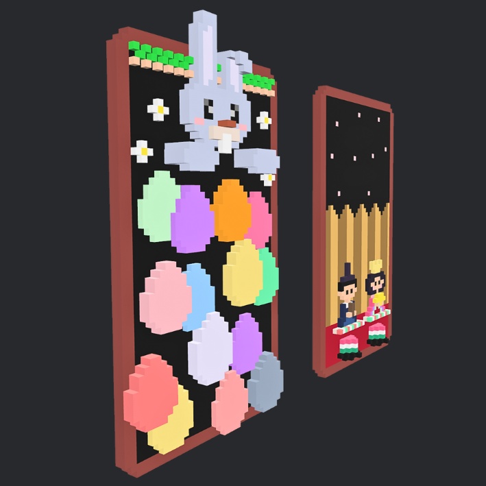 【3Dボクセル・glbデータ】ドリームレリーフ:ひな祭り・イースター