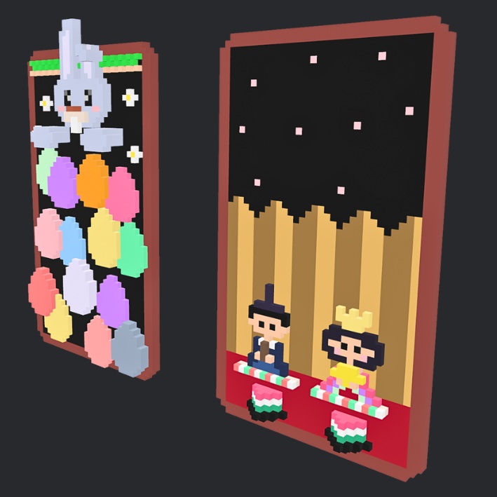 【3Dボクセル・glbデータ】ドリームレリーフ:ひな祭り・イースター