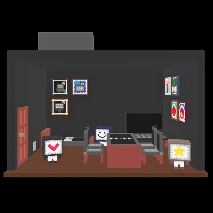 【3Dボクセル・glbデータ】テレビちゃんハウス（シートホットスポット付き）