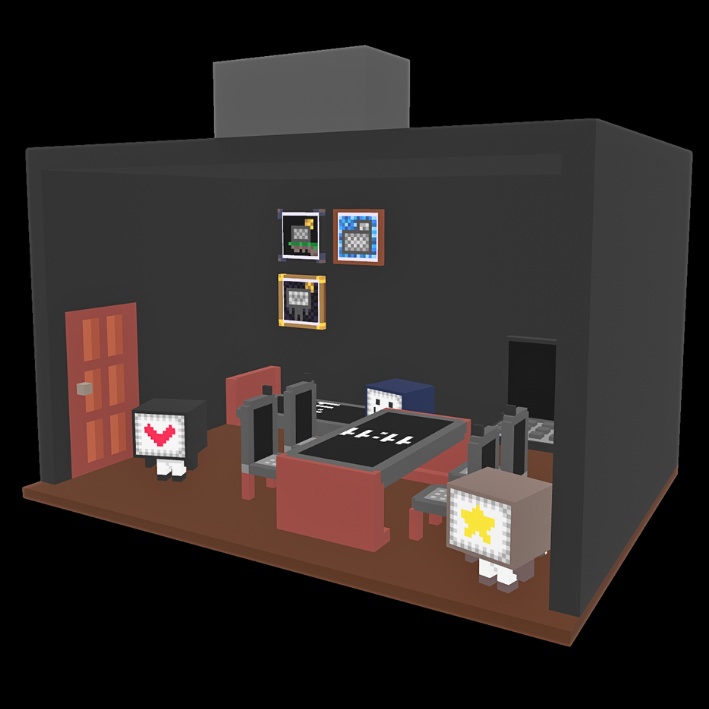 【3Dボクセル・glbデータ】テレビちゃんハウス(シートホットスポット付き)