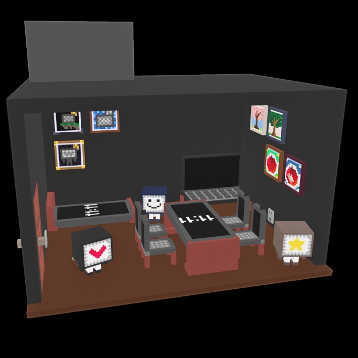 【3Dボクセル・glbデータ】テレビちゃんハウス(シートホットスポット付き)