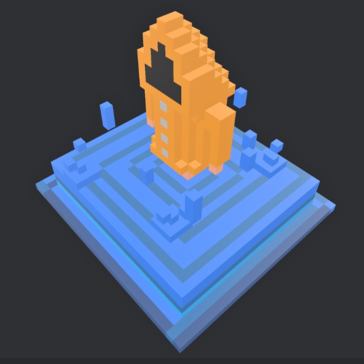 【3Dボクセル・glbデータ】レインベール