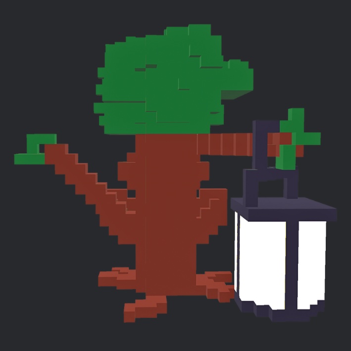 【3Dボクセル・glbデータ】ランタンウッド