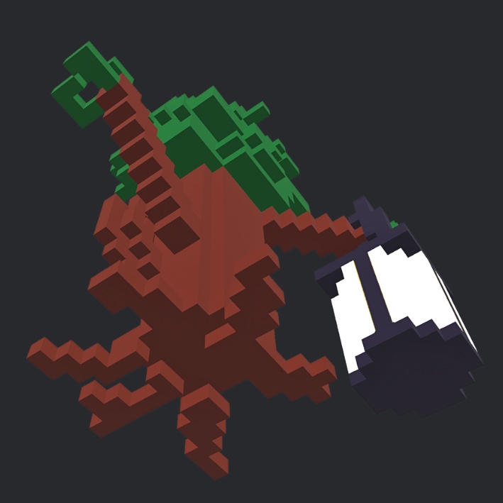 【3Dボクセル・glbデータ】ランタンウッド