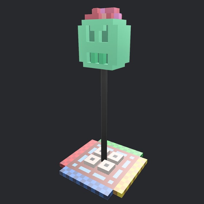 【3Dボクセル・glbデータ】スカルトーテム