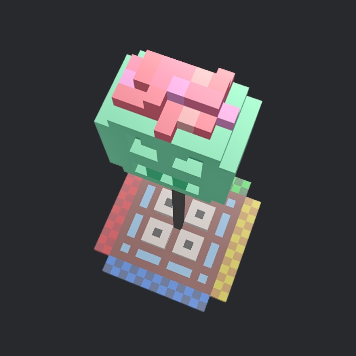 【3Dボクセル・glbデータ】スカルトーテム