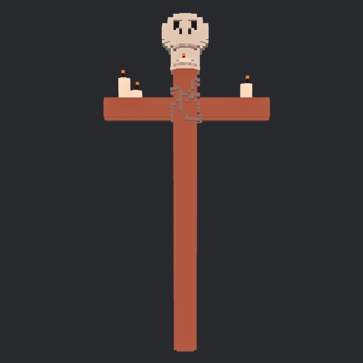 【3Dボクセル・glbデータ】スカルクロス