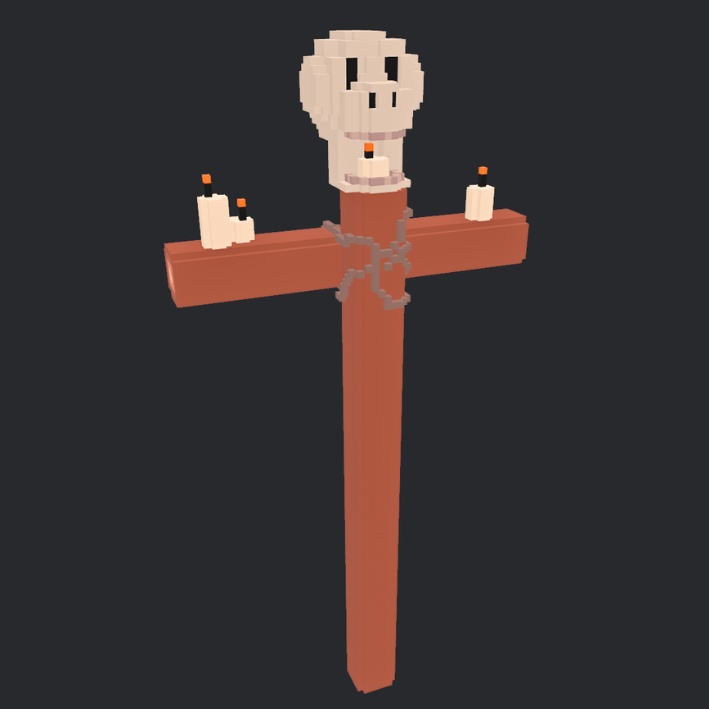 【3Dボクセル・glbデータ】スカルクロス