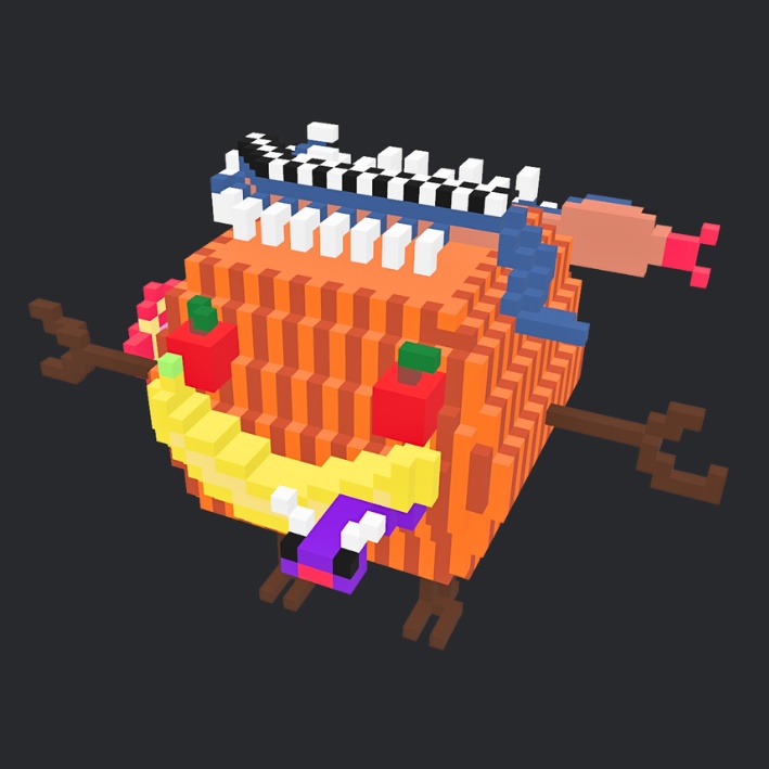 【3Dボクセル・glbデータ】ワトソン・パンプキン