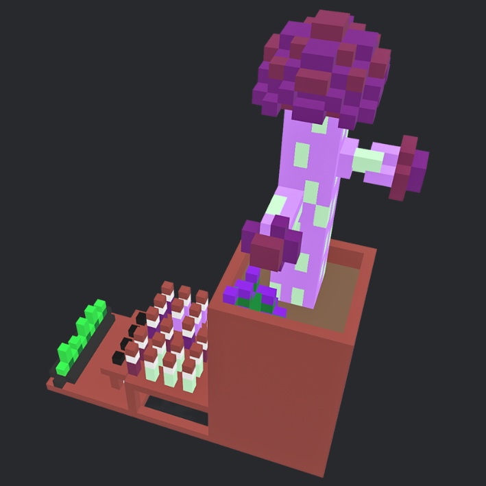 【3Dボクセル・glbデータ】ハロウィンファンガス(アニメーション付き)