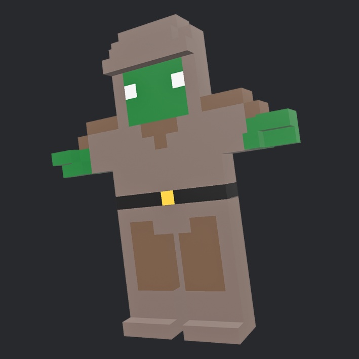 【3Dボクセル・glbデータ】ゾンビクン(アニメーション付き)