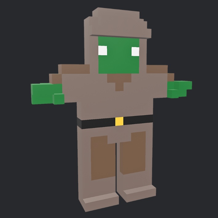 【3Dボクセル・glbデータ】ゾンビクン(アニメーション付き)