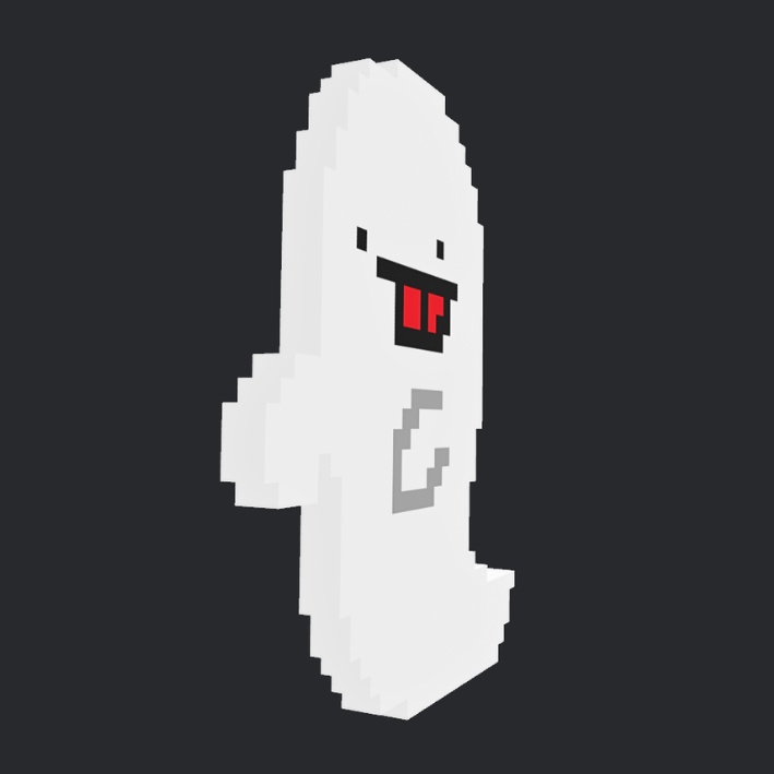 【3Dボクセル・glbデータ】オバケチャン(アニメーション付き)