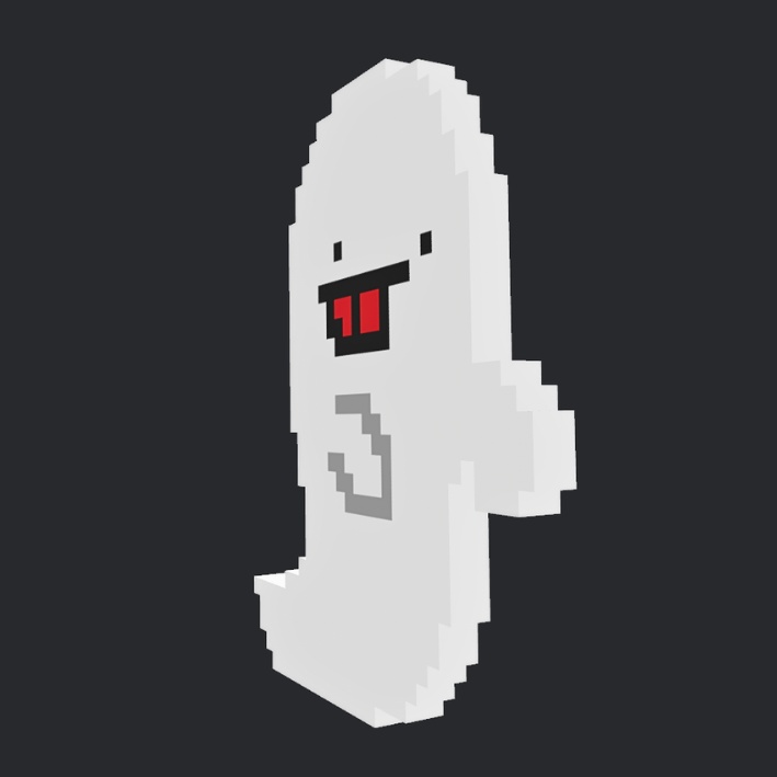 【3Dボクセル・glbデータ】オバケチャン(アニメーション付き)