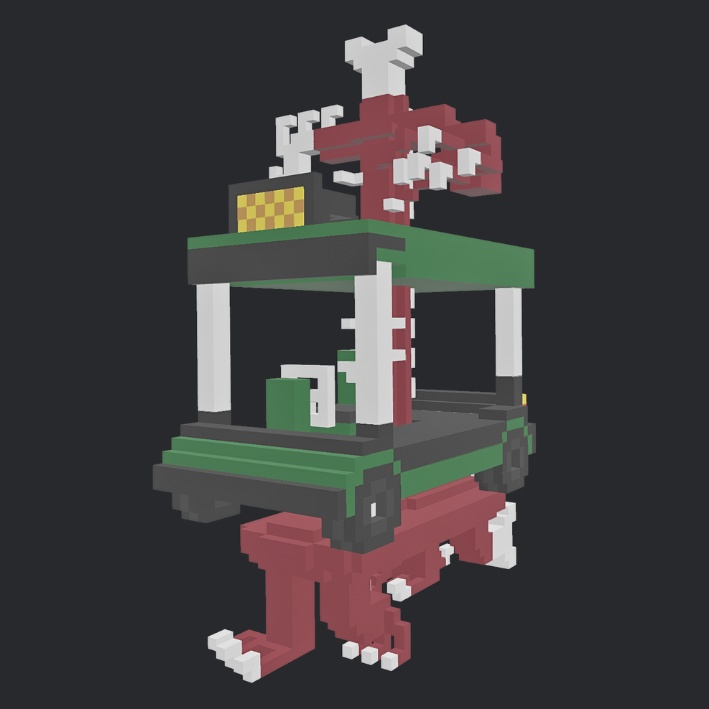 【3Dボクセル・glbデータ】ハロウィンカート(アニメーション付き)