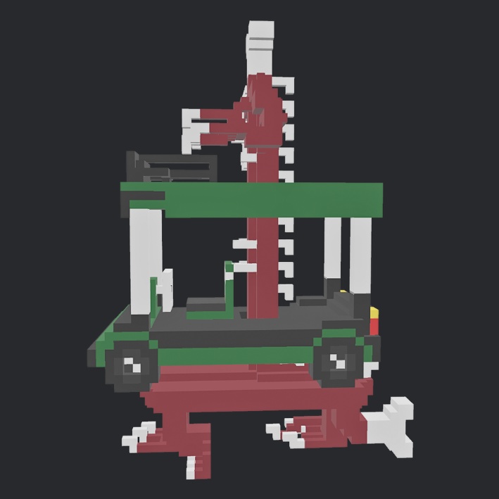 【3Dボクセル・glbデータ】ハロウィンカート(アニメーション付き)