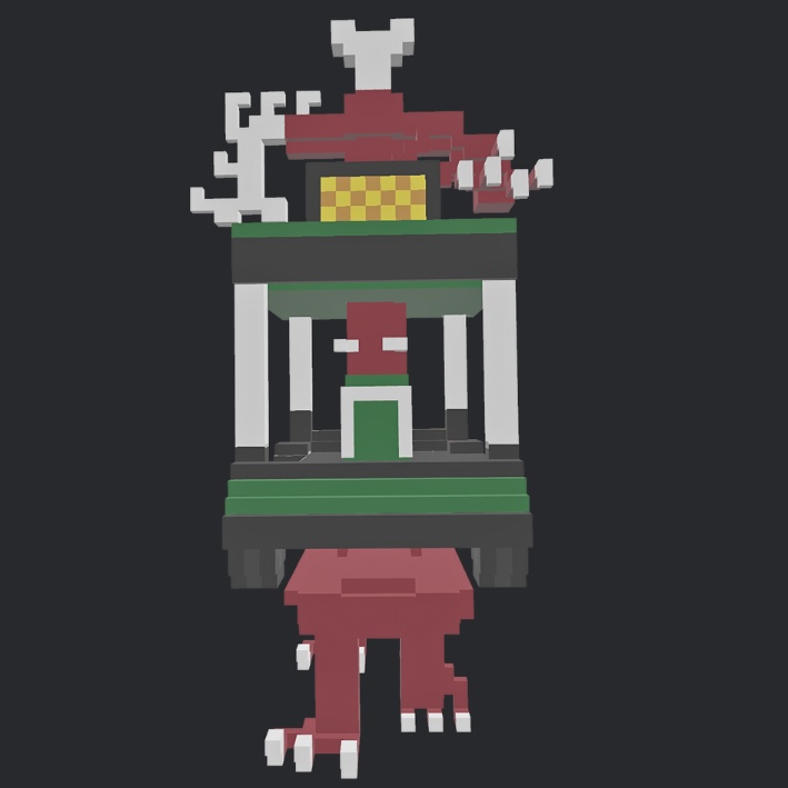 【3Dボクセル・glbデータ】ハロウィンカート(アニメーション付き)