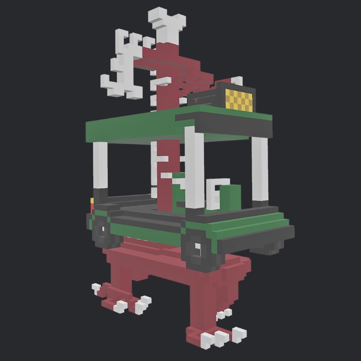 【3Dボクセル・glbデータ】ハロウィンカート(アニメーション付き)