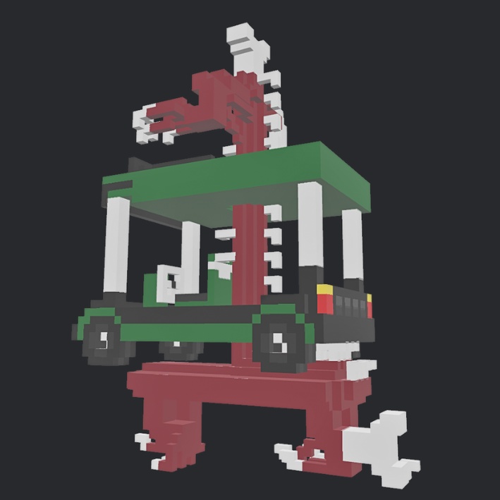 【3Dボクセル・glbデータ】ハロウィンカート(アニメーション付き)