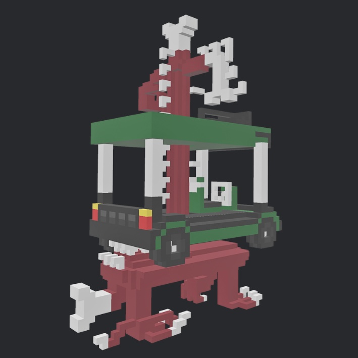 【3Dボクセル・glbデータ】ハロウィンカート(アニメーション付き)