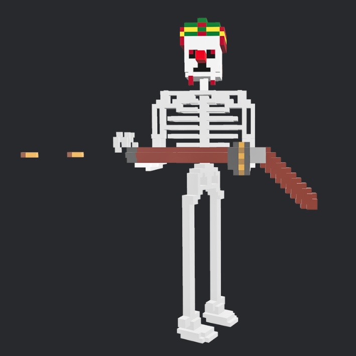 【3Dボクセル・glbデータ】デッド・ガン・マイム(アニメーション付き)