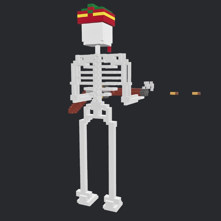 【3Dボクセル・glbデータ】デッド・ガン・マイム(アニメーション付き)