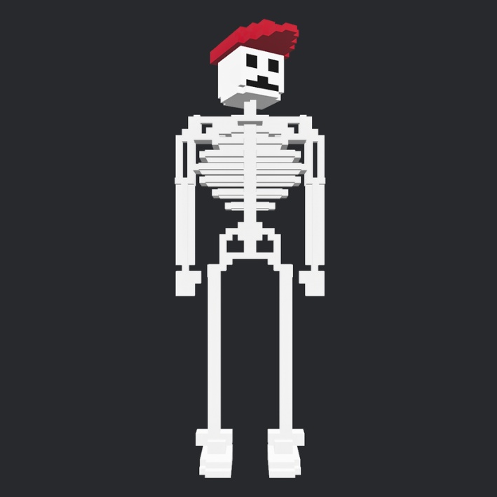 【3Dボクセル・glbデータ】スカル・キッズ(アニメーション付き)