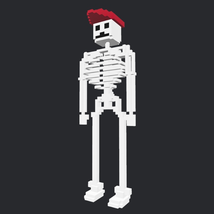 【3Dボクセル・glbデータ】スカル・キッズ(アニメーション付き)