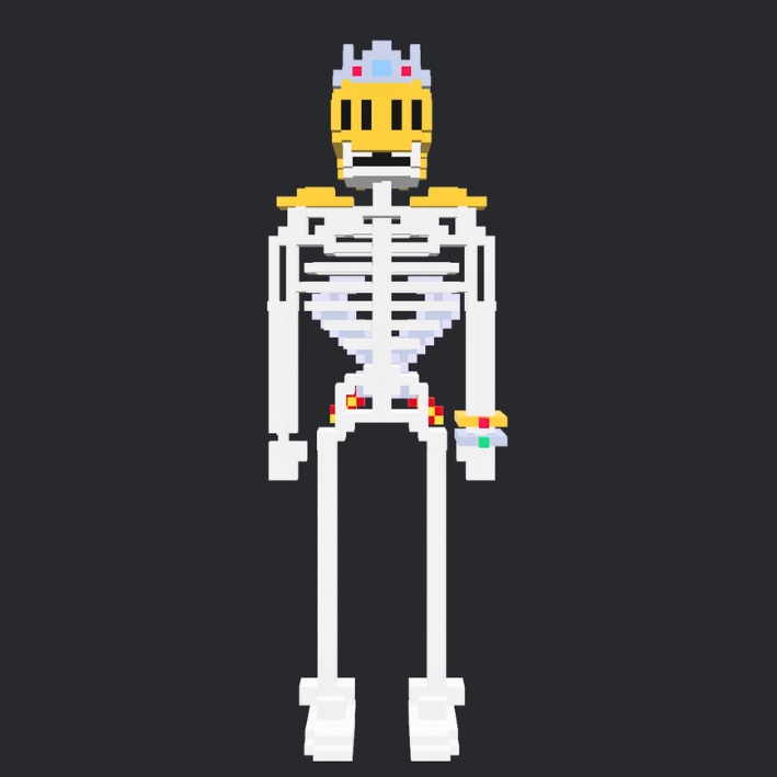 【3Dボクセル・glbデータ】スカル・ガーディアン（アニメーション付き）