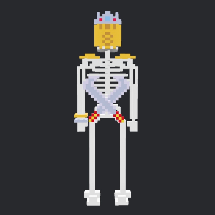 【3Dボクセル・glbデータ】スカル・ガーディアン(アニメーション付き)