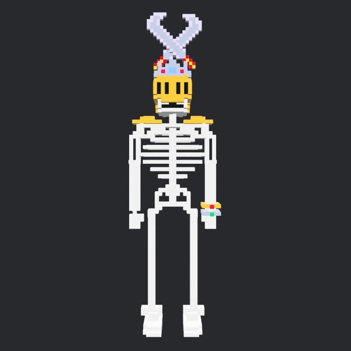 【3Dボクセル・glbデータ】スカル・ガーディアン(アニメーション付き)