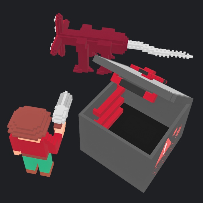 【3Dボクセル・glbデータ】Toxic Genesis【hunterセット】(アニメーション付き)