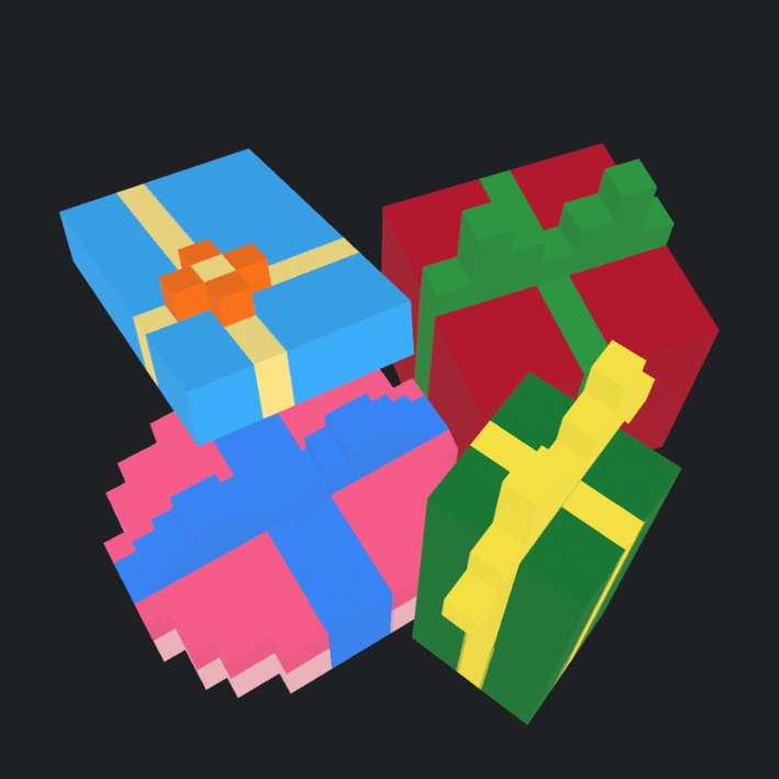 【3Dボクセル・glbデータ】プレゼントボックス