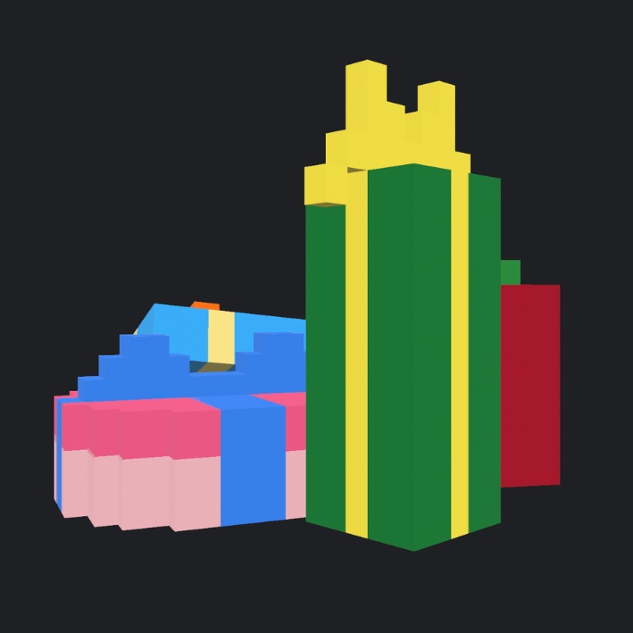 【3Dボクセル・glbデータ】プレゼントボックス