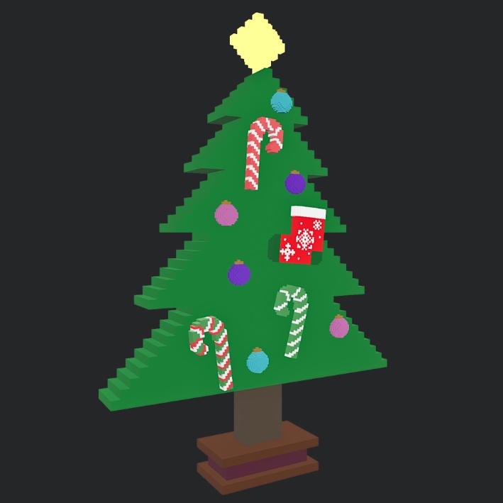 【3Dボクセル・glbデータ】クリスマスツリー