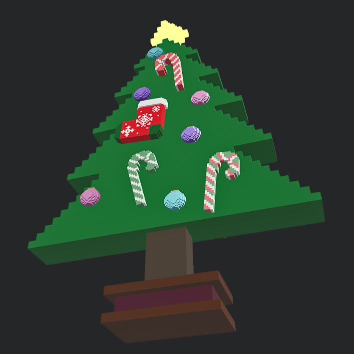 【3Dボクセル・glbデータ】クリスマスツリー