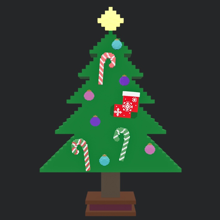 【3Dボクセル・glbデータ】クリスマスツリー