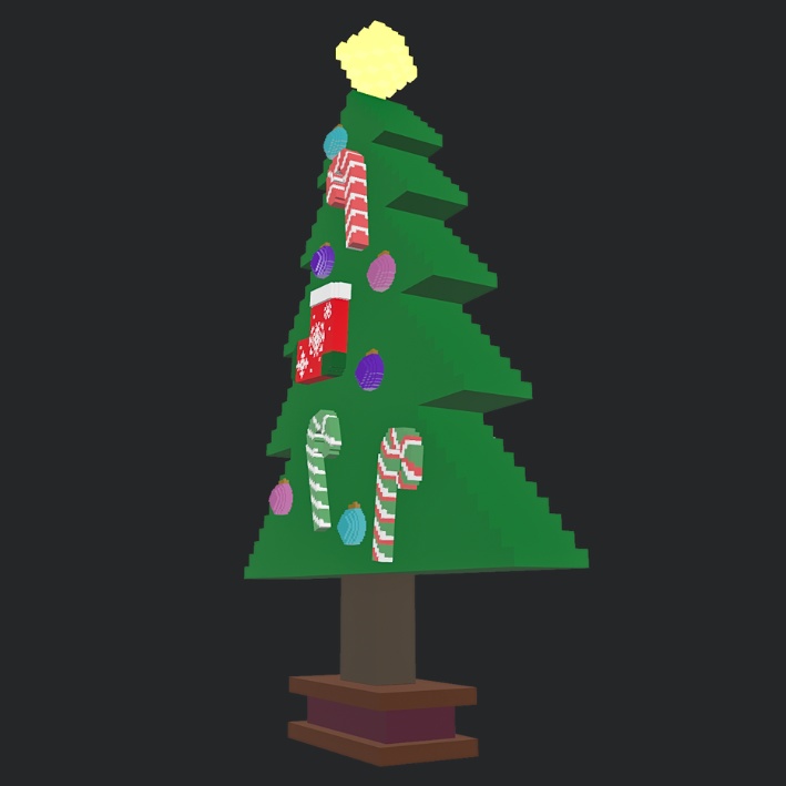 【3Dボクセル・glbデータ】クリスマスツリー