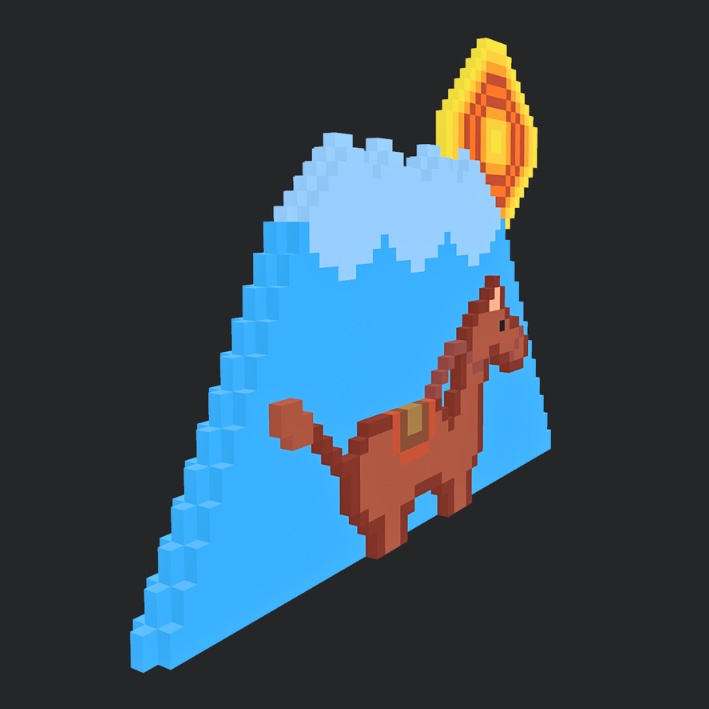 【3Dボクセル・glbデータ】 午(福守り)干支