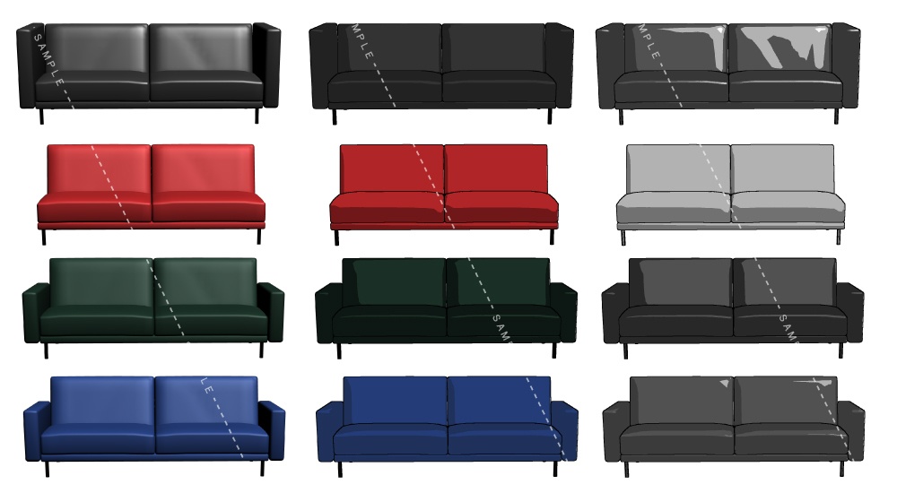 カスタマイズ3Dソファ【15色・3種】