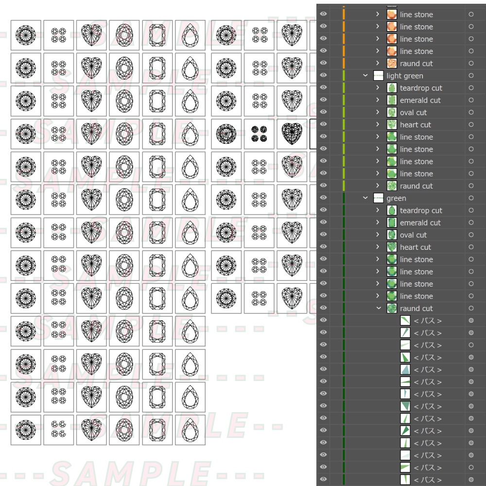 【21色】かわいい宝石フラットアイコンセット【189素材】