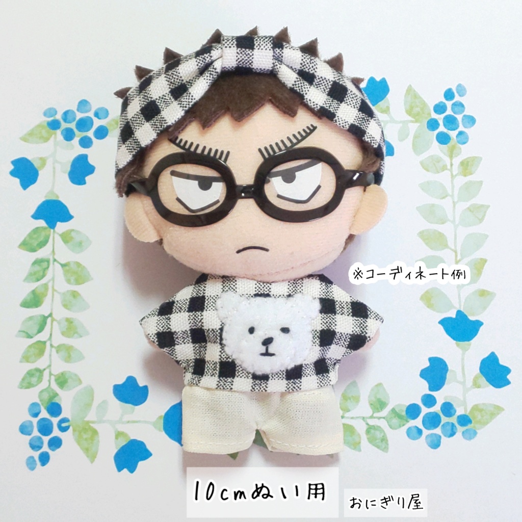 クマちゃんシャツ(格子柄) 10cmぬい用
