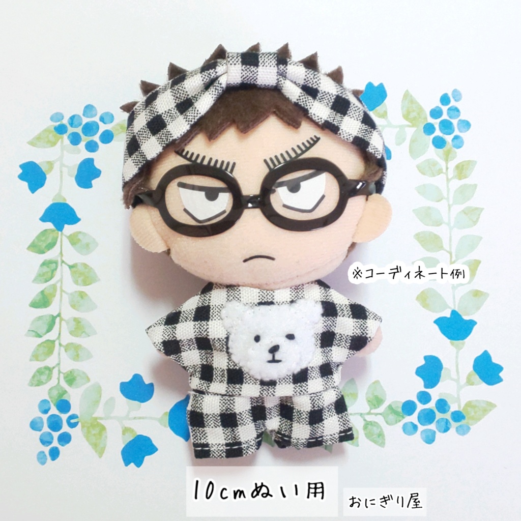 クマちゃんシャツ(格子柄) 10cmぬい用