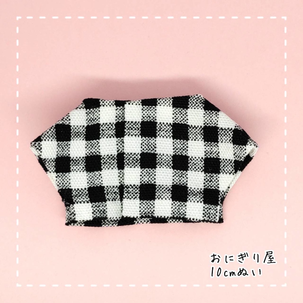 茶クマちゃんシャツ(格子柄) 10cmぬい服