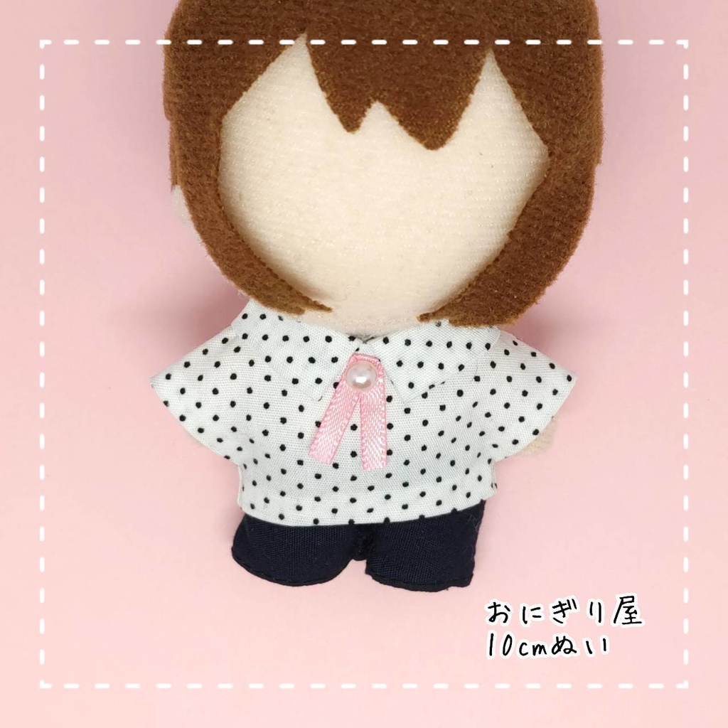 ドットのリボンタイシャツ 10cmぬい服