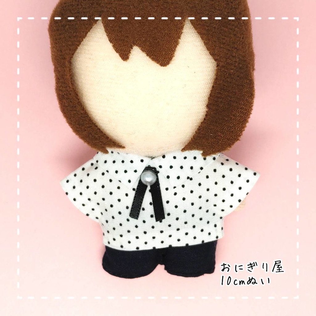 ドットのリボンタイシャツ 10cmぬい服
